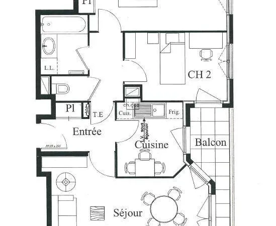Appartement 3 pièces 62 m²