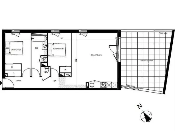 T3 Neuf à Pau avec Terrasse de 30.89 M²