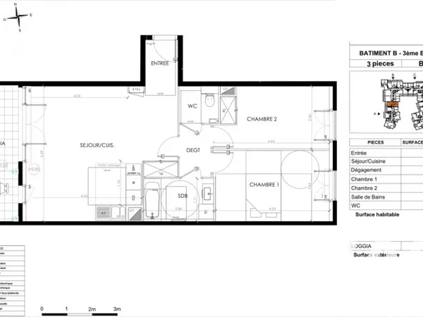 Appartement 3 pièces 65 m²