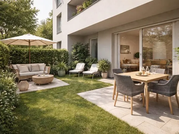 3P avec jardin en intérieur de copropriété
