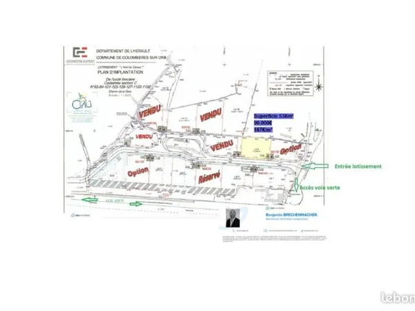 Terrain 538 m² Colombieres Sur Orb