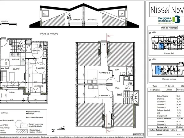 A vendre à Nice, T4 avec parking-  Quartier Riquier