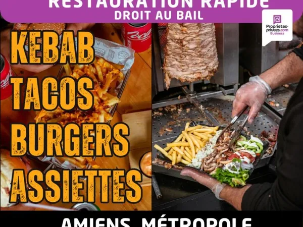 Amiens Métropole - Droit au bail, Snack, Restauration rapide avec Terrasse