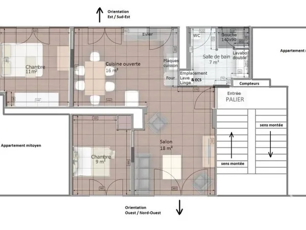 Appartement 3 pièces 61 m²