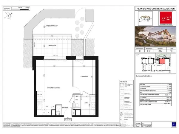 Programme neuf, CELESTE, T2 en rez-de-jardin avec terrasse