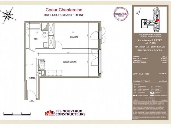 Appartement 2 pièces 50 m²