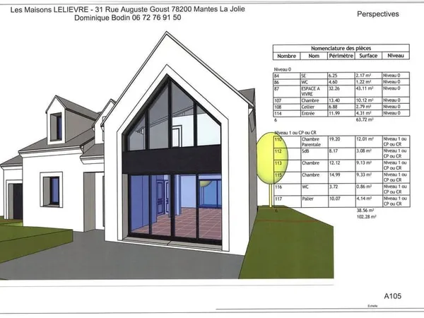 Projet de construction d'une maison 102 m² avec terrain à BREUIL-BOIS-ROBERT (78)