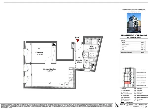 Appartement Boulogne Billancourt 2 pièce(s) 40.27 m2