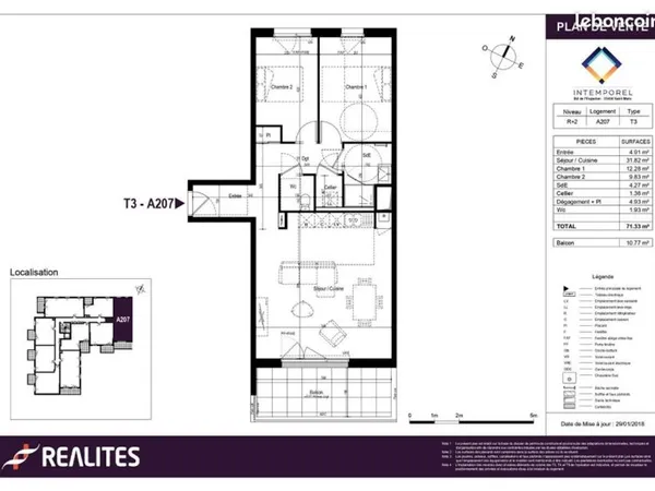 Appartement 3 pièces 71 m²