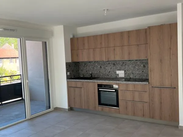 RARE LOUE T2 FRANGY CENTRE NEUF ENTRE ANNECY ET GENEVE 58 m2 TERRASSE VUE PARKING
