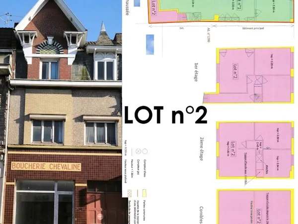 BATISSE AVEC TRAVAUX DE RENOVATION 123 m² LOI CARREZ - LOOS CENTRE