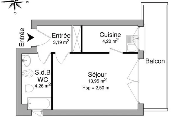 Appartement 1 pièce 26 m²