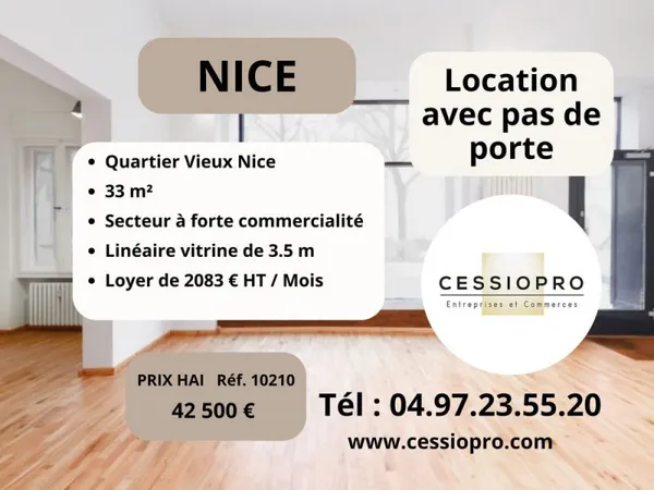 NICE QUARTIER VIEUX NICE LOCATION AVEC PAS DE PORTE LOCAL 33 M2