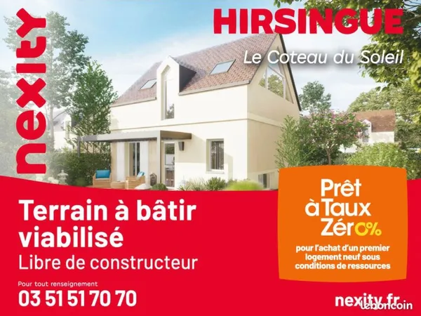 Terrain constructible de 562 m2 à Hirsingue, à 10 min d'Altkirch et à proximité de Mulhouse et de Bâ