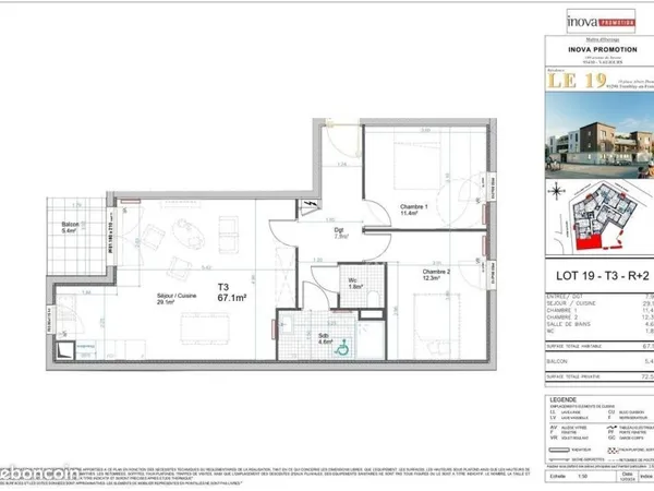 Appartement 3 pièces 67 m²