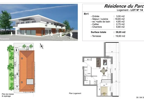 Appartement T2, plein centre, toutes commodités à pied, avec spacieux balcon terrasse de près de 20 