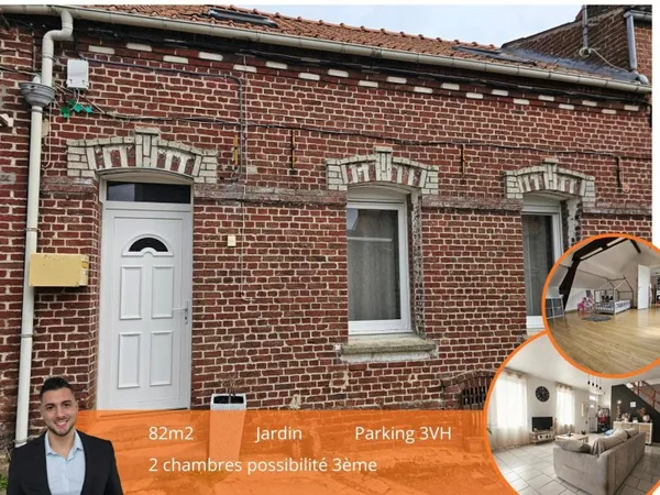Maison de 82m2 sur 289m2, 4p, 2ch (possibilité 3), jardin, parking 3VH