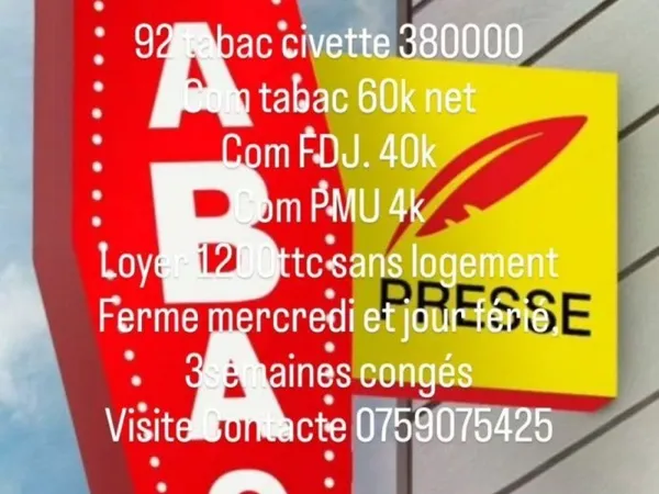 Vente Bar-tabac 100 m²