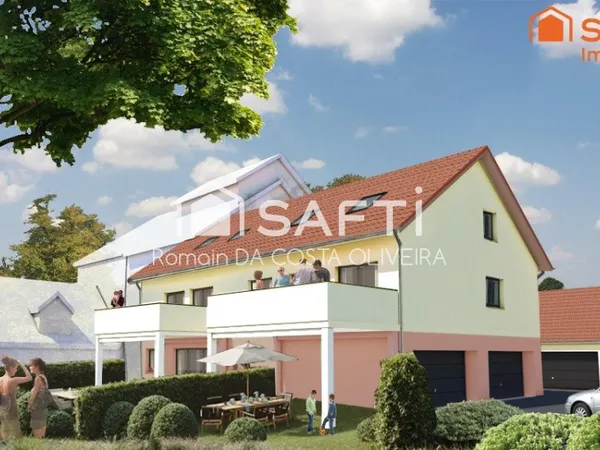 Appartement de 3 pièces avec jardin, terrasse , garage double et 2 places de stationnements !