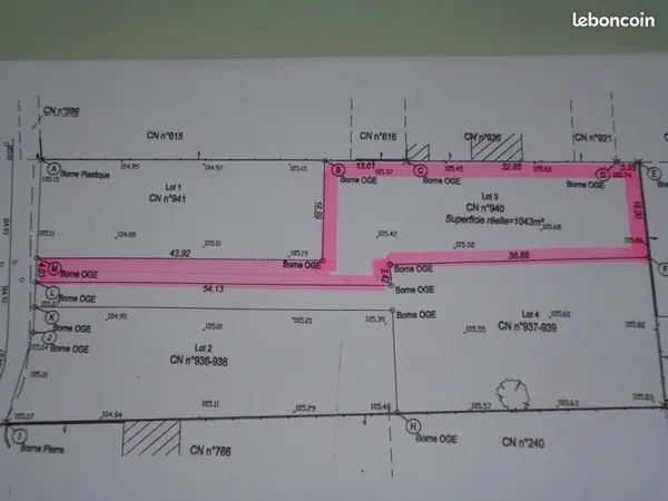 TERRAIN A BATIR 1000 m2 AMILLY