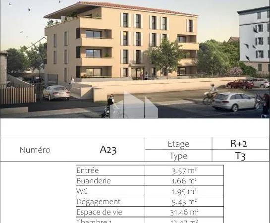 L'ARBRESLE VENTE APPARTEMENT T3 BALCON PARKING