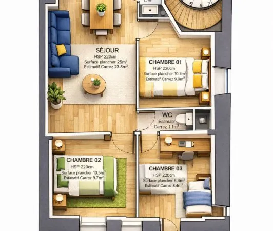 Centre historique / Appartement en plateau à aménager / Immeuble rénové