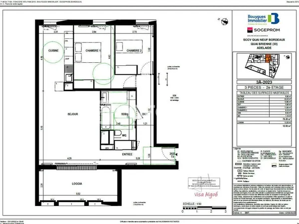 Appartement Bordeaux 3 pièces 76.30 m2