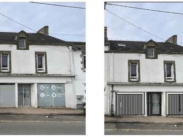 La Turballe : maison T5 à rénover , 188m² dont 95m² d'ancien local commercial