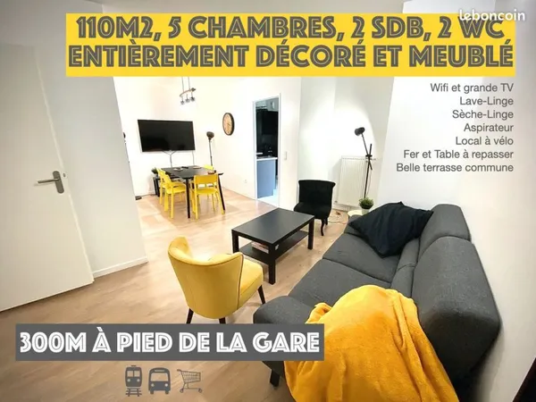 Colocation meublée "All Inclusive" à 300m gare