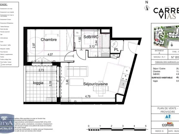 Appartement 2 pièces 45 m²