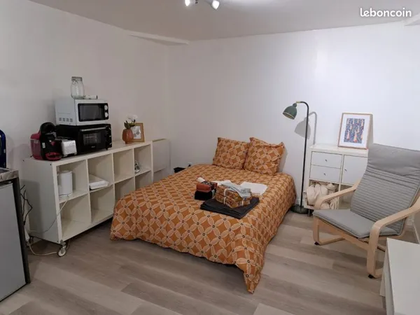 Beau studio meublé, 25 m2, 1 pièce, RDC, terrasse privative, centre-ville