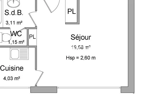 Appartement 1 pièce 28 m²