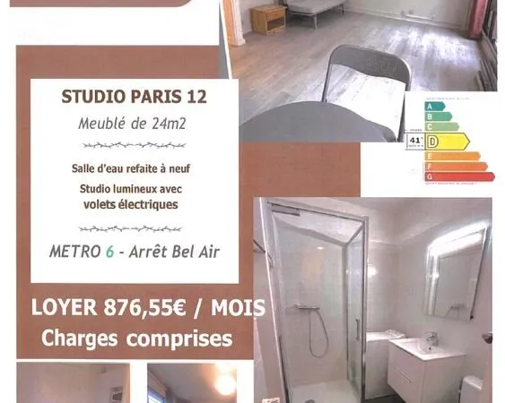 Studio a louer paris 12