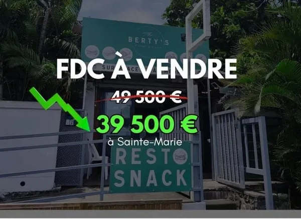 À VENDRE 39500€ - Fonds de commerce SNACK « Le Berty's » à Sainte-Marie (974)