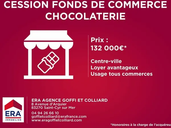 Fonds de commerce ou Droit au bail Chocolaterie Saint Cyr Sur Mer