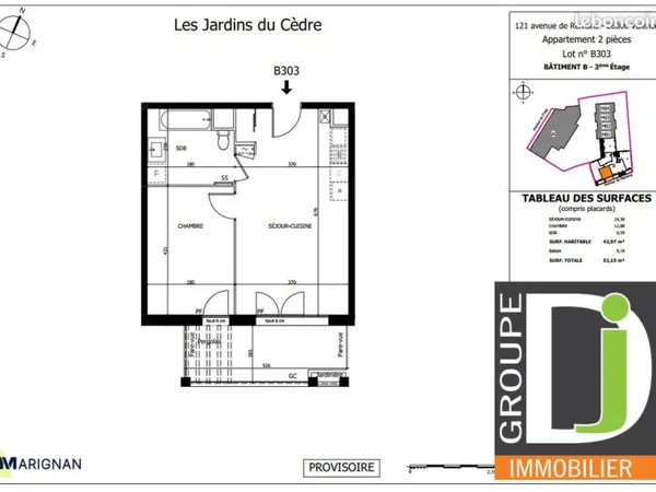 Appartement 2 pièces 43 m²