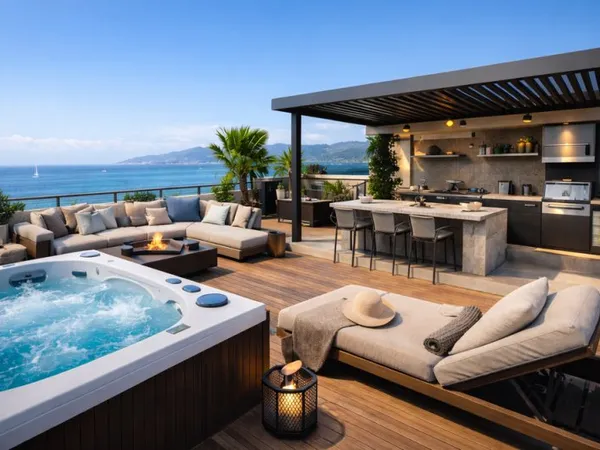 * Unique au Lavandou, Somptueux appartement 5 pièces, vue mer depuis son séjour et son incroyable ro