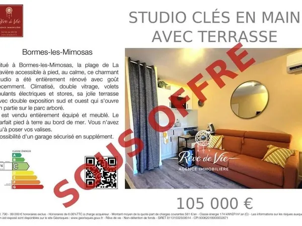 STUDIO CLÉS EN MAIN AVEC TERRASSE PROCHE DE LA PLAGE