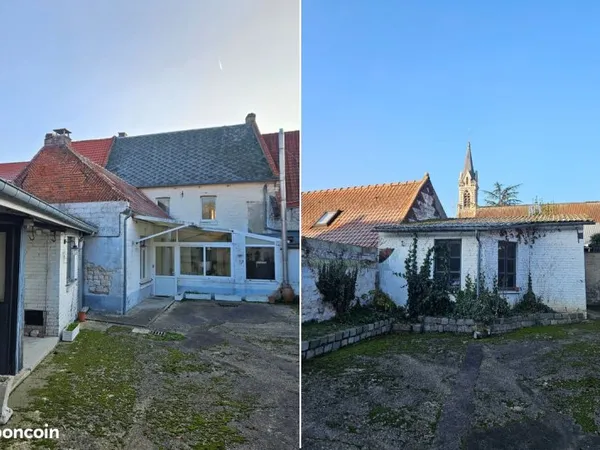 Maison de ville ancienne de 1844 en pierres blanches avec vue sur le clocher de Maroeuil - 150 m² + 