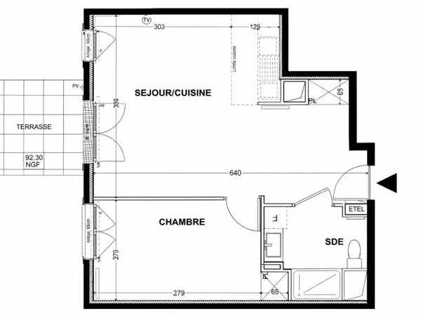 Appartement 2 pièces 43 m²