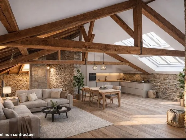 Poleymieux-au-Mont-d'Or - Appartement sous combles à aménager 74.54 m² - Verrière & poutres apparent