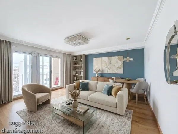 Appartement 96m2 4 chambres 2 salles de bain avec wc et 1 cuisine fermee