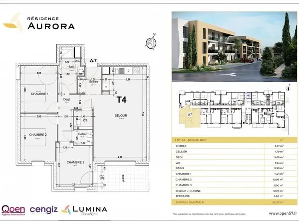 Appartement 4 pièces 82 m²