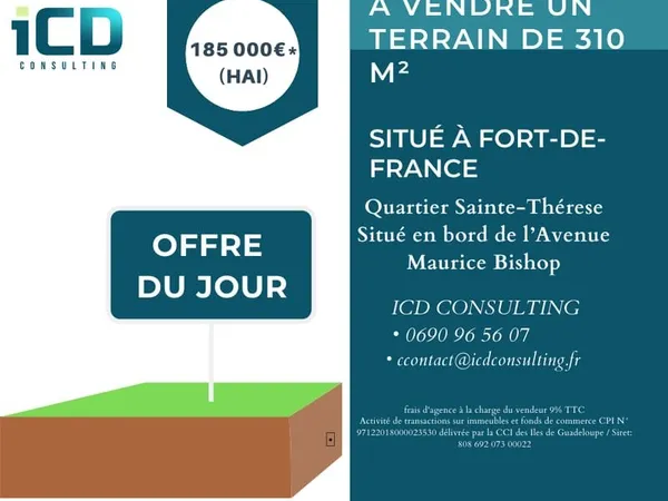 A vendre terrain de 315m2 situé quartier Sainte-Thérèse