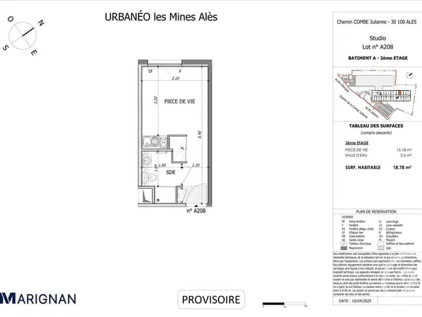 Appartement 1 pièce 19 m²