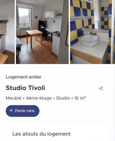 Studio 1 pièce 16 m²