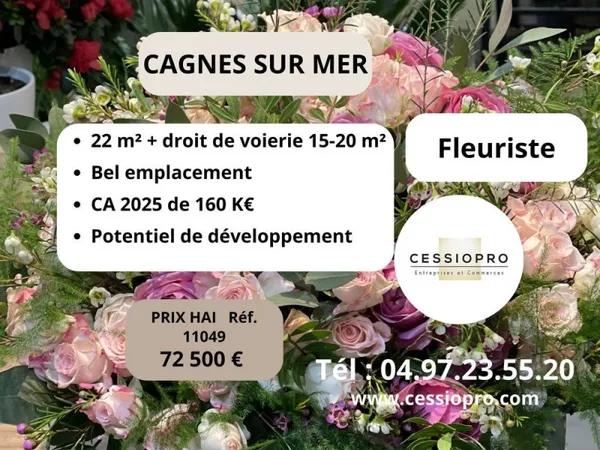 Fleuriste bel emplacement CA 160K€ - Potentiel développement CAGNES SUR MER