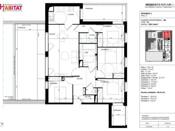 Appartement 5 pièces 89 m²