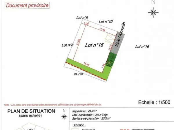 Terrain en individuel 413 m²