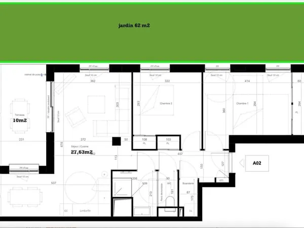 Appartement 3 pièces 65 m²